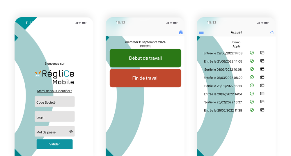 Screenshot de l'application RégliCe mobile